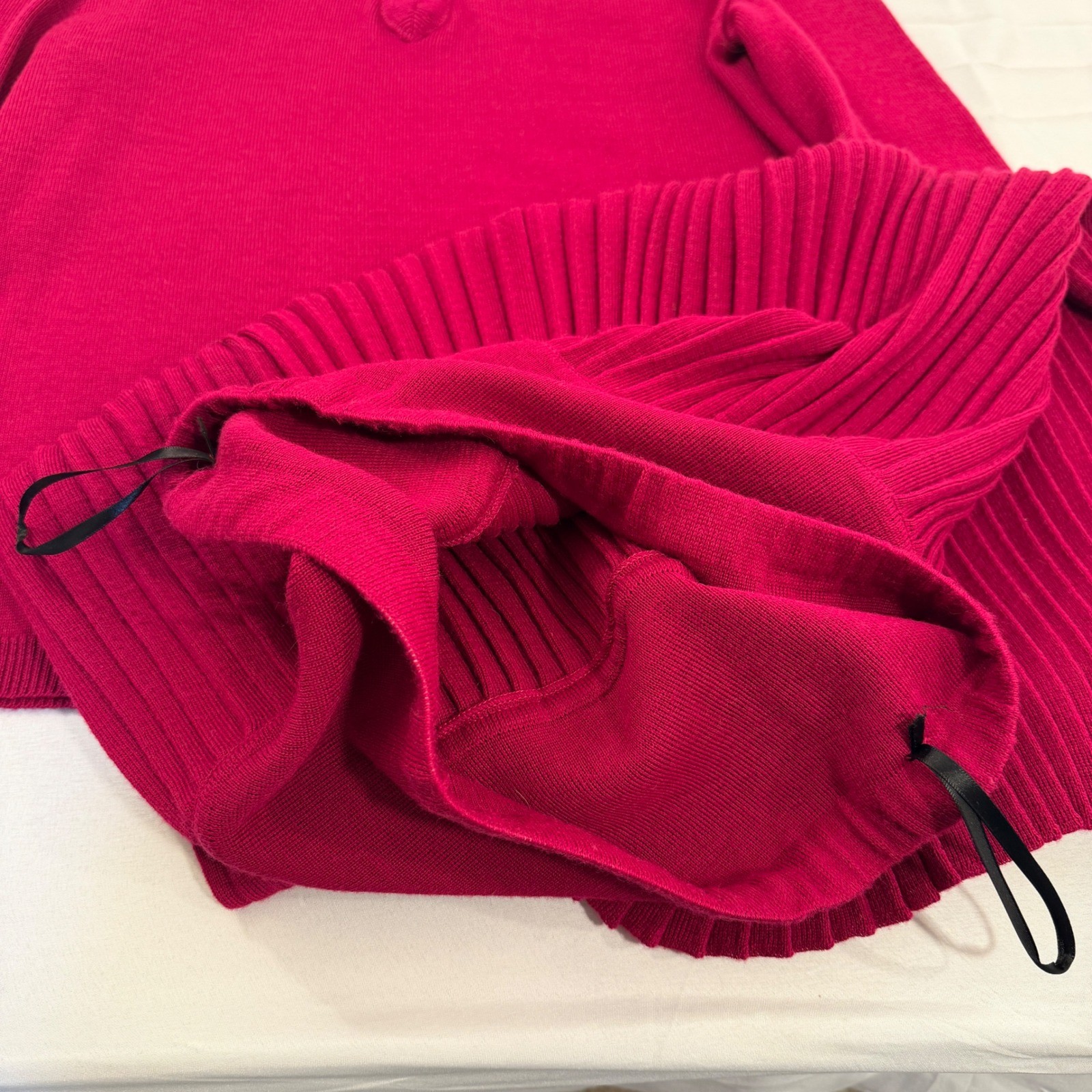 Castleberry Vintage Magenta Pink Knit Skirt Set Wool Blend Pleated USA Womens 8