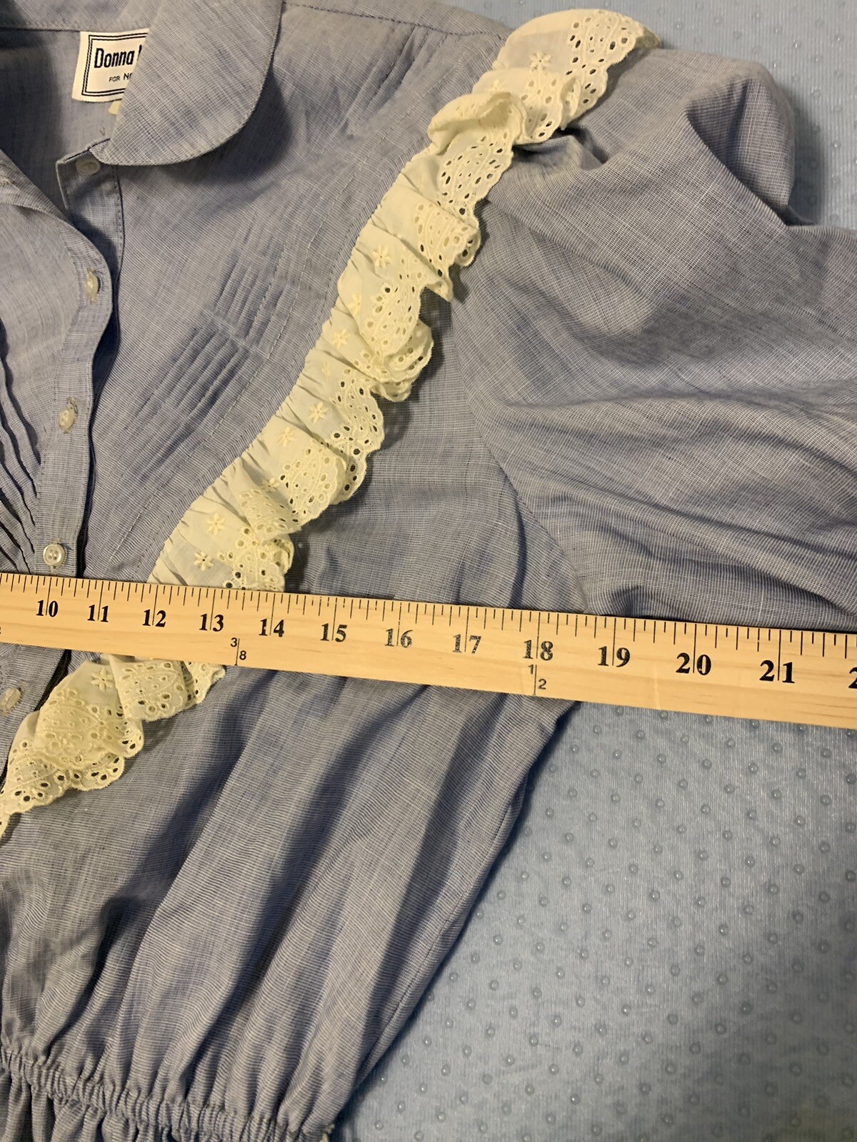 Vtg Donna Morgan Non Stop Prairie Dress Med Union Made USA NWT Lace Blue Cottage