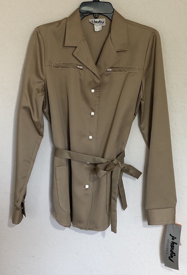Vintage Jo Hardin Originals Dallas Khaki Tan Belted Jacket Top Shirt Sz 16 Tags