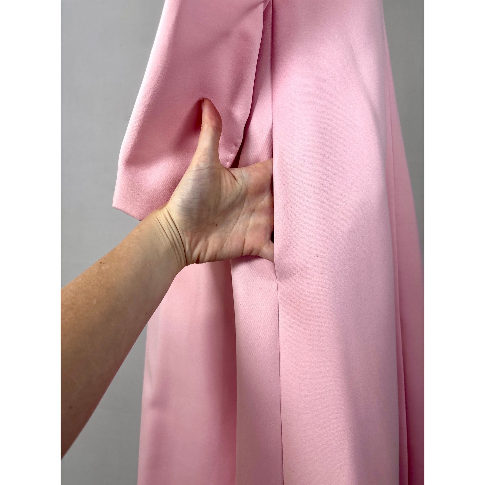 Vintage 1967 Geoffrey Beene Pink & White Column Gown Graphic Banded Jersey Style