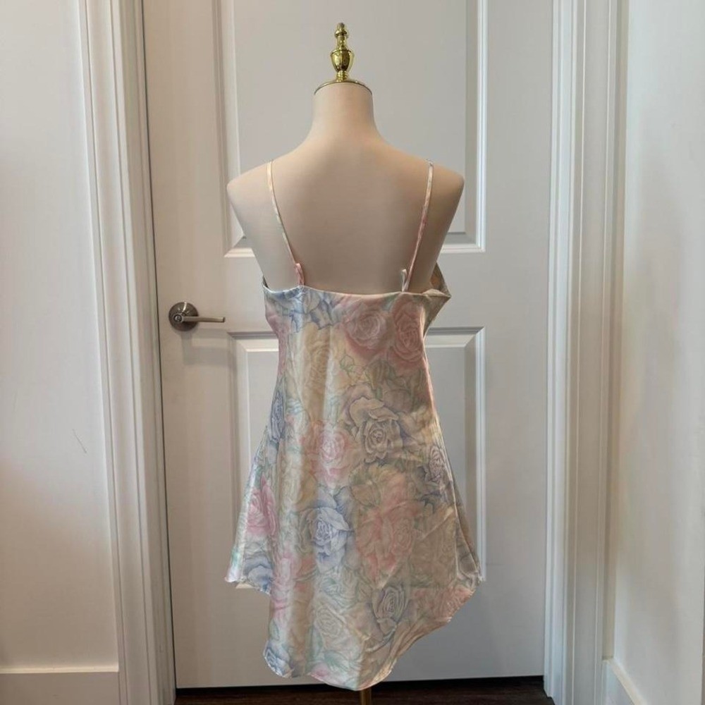 Vintage Kathryn Pastel Floral Rose Slip Dress Spaghetti Strap Flowy Size M