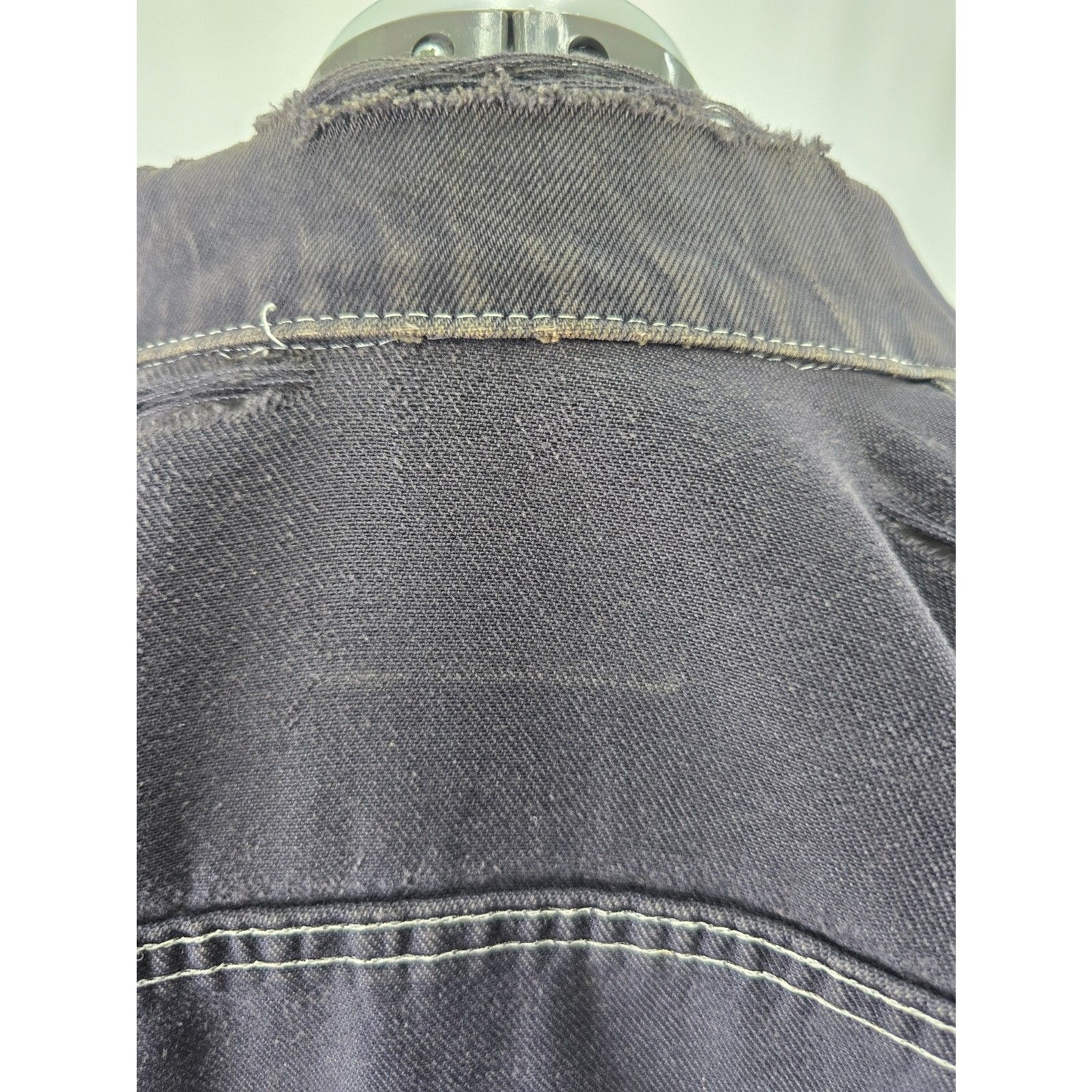 Custom Distressed Denim Levis Trucker Jacket Jean 90s Grunge Patchwork Painted