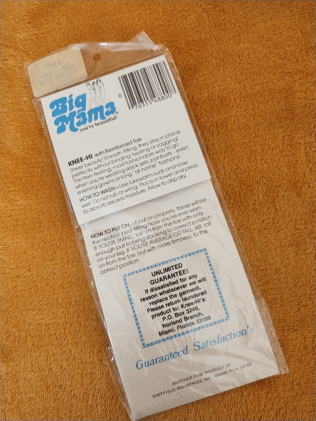 Vtg Big Mama NOS Knee Highs Ultra Sheer Beigetown Movie Prop