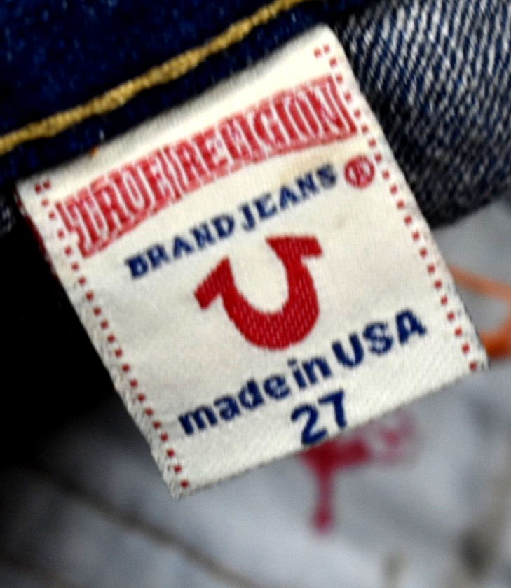 Y2K TRUE RELIGION Joey #18609 Mini Denim Skirt Distressed Flap Pockets 27 VTG