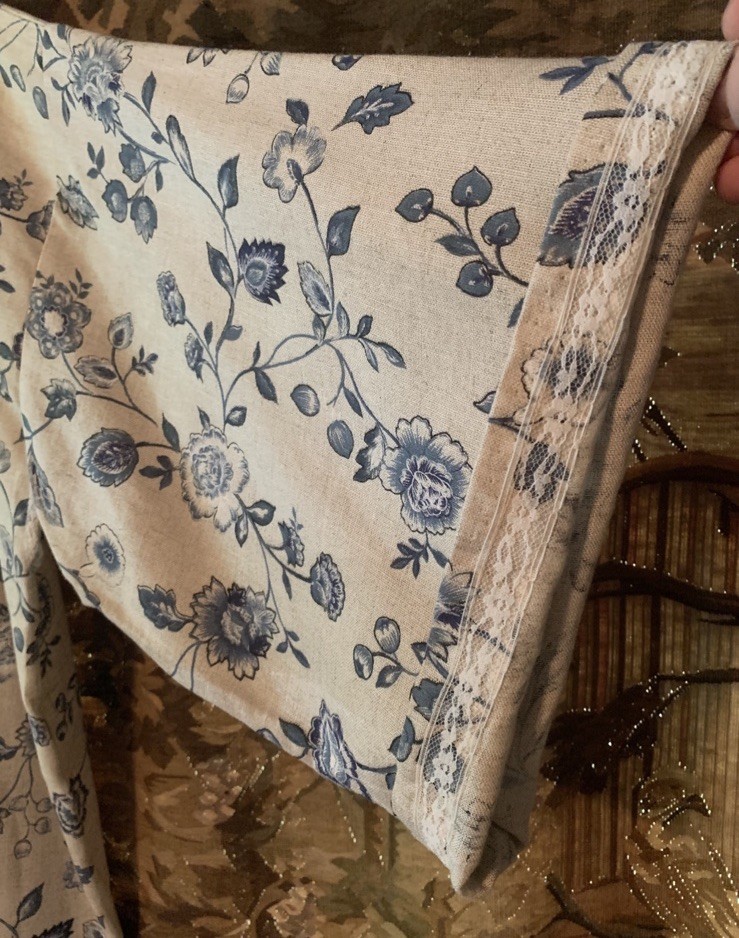 Vintage OOAK Linen Floral Maxi Full Length Kimono Wrap Robe Duster boho cottage