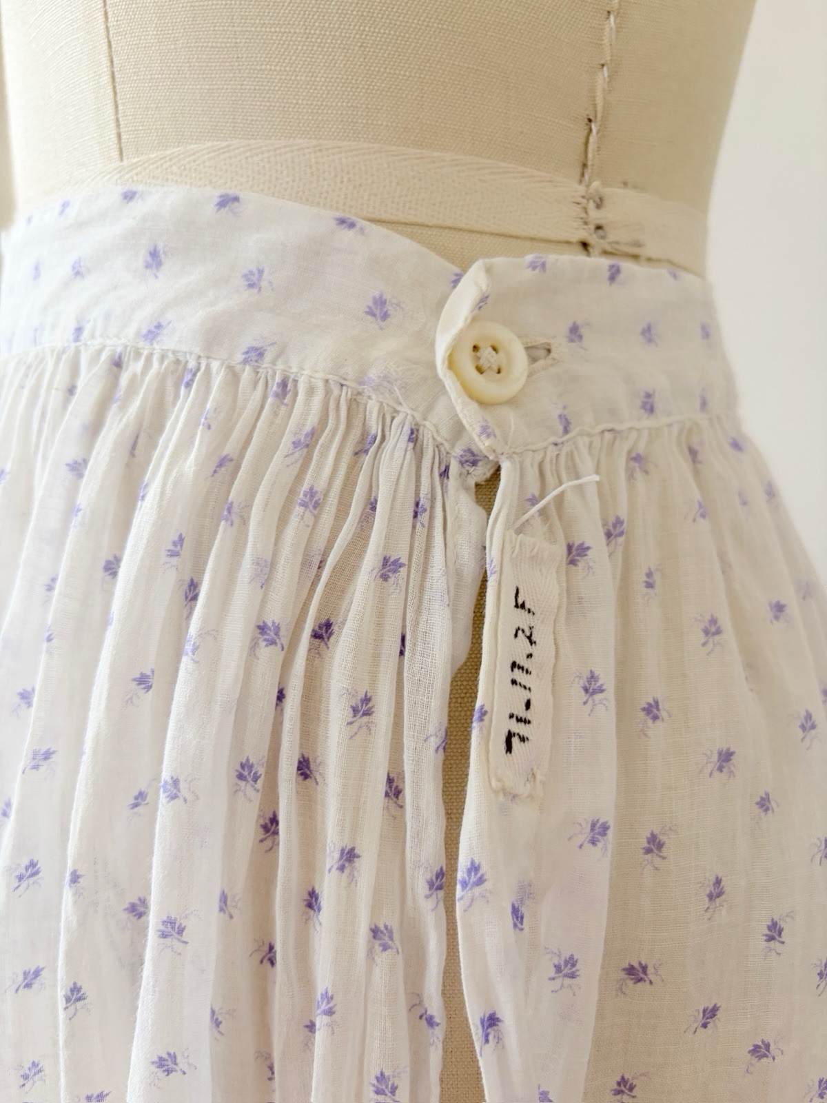 Antique Edwardian Sheer Lavender Sprig Print Cotton 2 Pc. Dress/Skirt Set 1920s