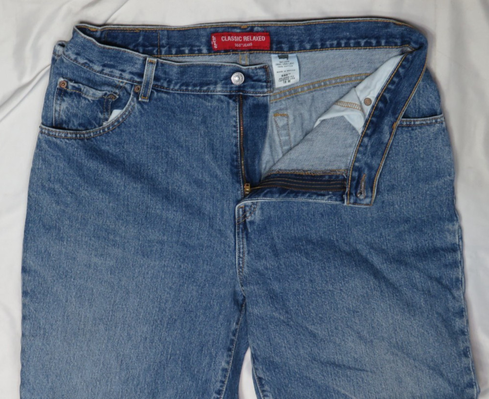 LEVIS BLUE JEAN WOMENS 550 16 MED (36×30) RELAXED TAPER COTTON DENIM VTG 2003