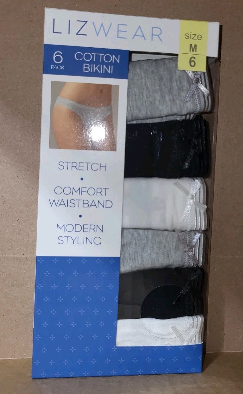Lizwear 6 Pack Modern Styling Bikini Panty Heather Coal Size Medium 6