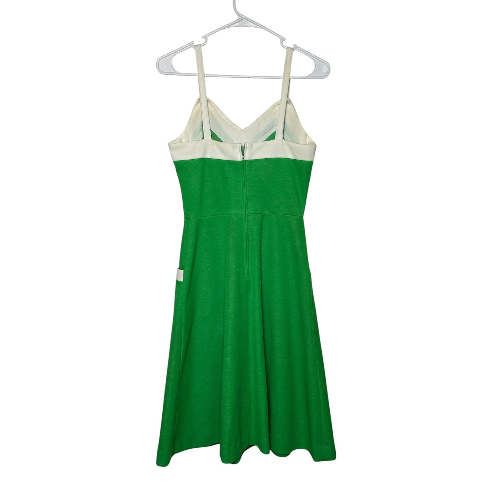 Vintage Jerell of Texas Green White Colorblock Mod Mini Dress 70s Size 11