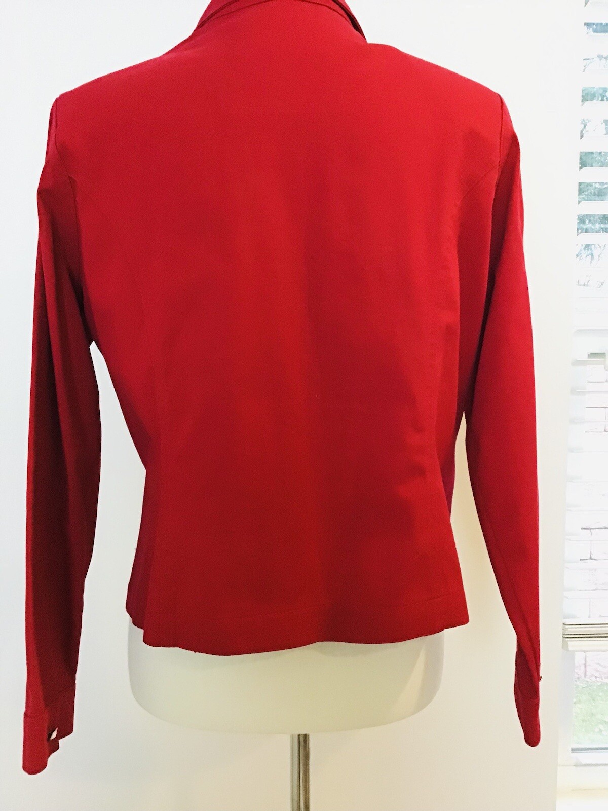 Rhinestone Red Jacket Vtg Mili Designs Zip Up Bling Buttons Cotton Shoulder Pads