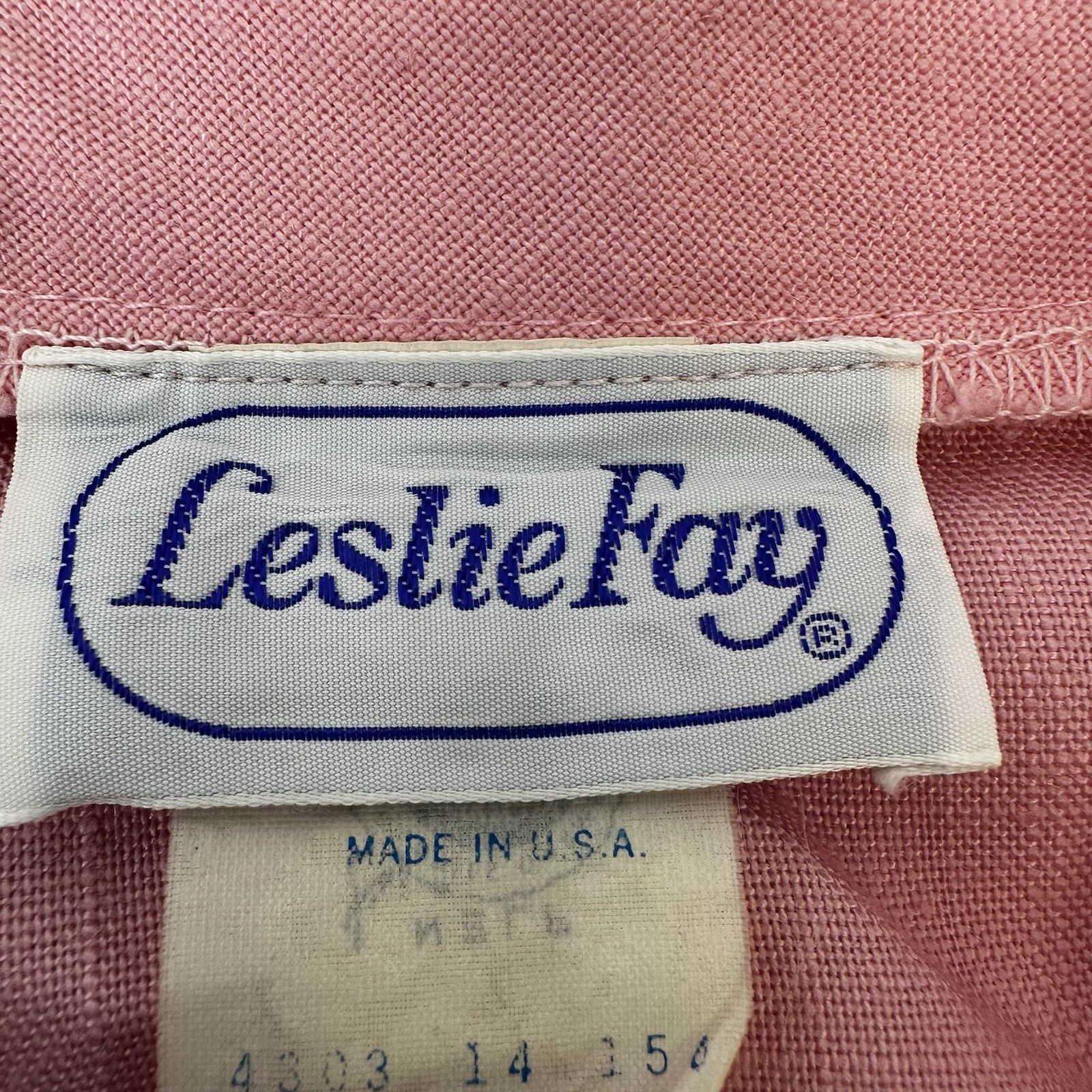 VTG Leslie Fay Womans Pink Shirt DressUSA Belted Pockets Cottagecore 90s 14 READ