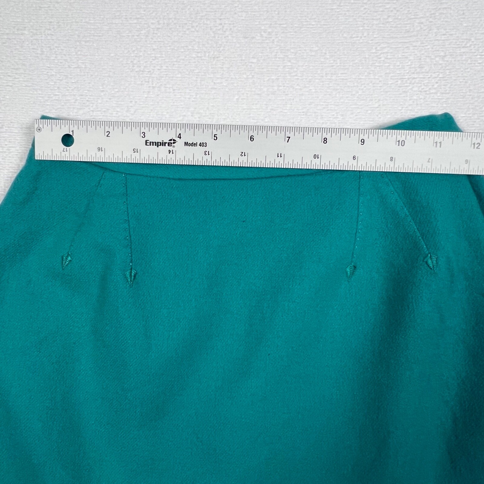 Vintage 60s Lofties by Lawrence Teal Leaf Embroidered Wool Skirt 24″ Waist