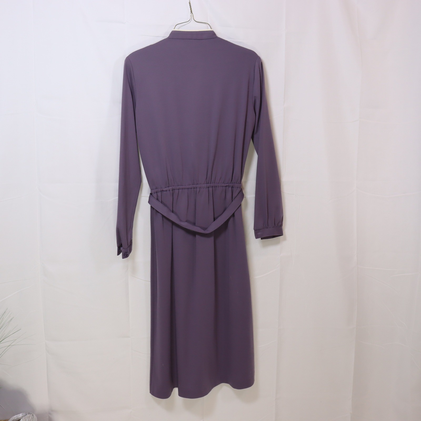 Kenny Classics Belted Midi Dress 8 Purple Womens Pintuck Pleated Vintage