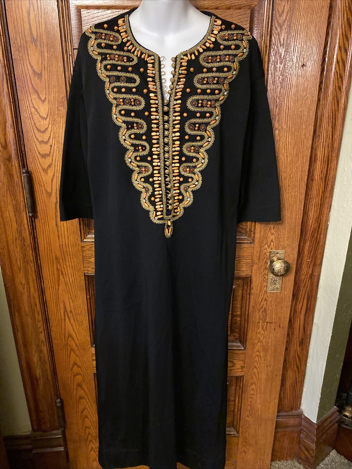 Rare Vintage 1960s GINO PAOLI, ITALY Heavily Beaded & Embellished Maxi DRESS