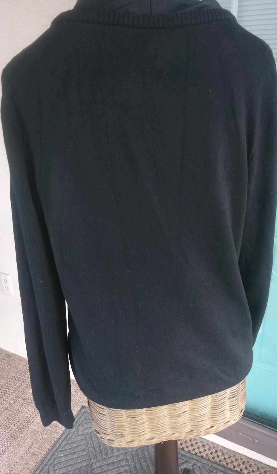 Vintage Black Silk/cashmere Long Sleeve Sweater, Medium, With Satin Detail