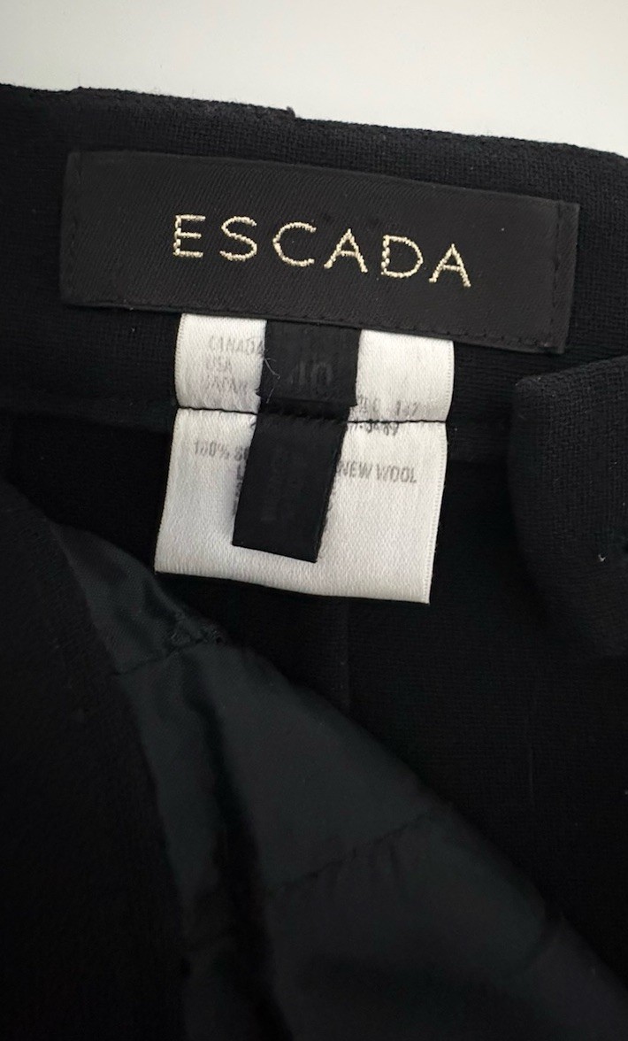 Vintage Escada Black Wool Pleated High Waist Trousers Pants Size 40 (US 12)