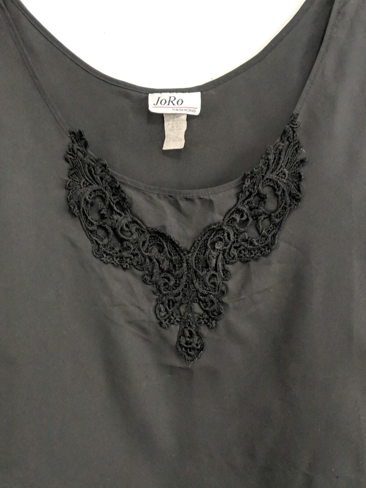 Vintage JoRo Fashion 80s Women Top Shirt Black Sleeve Less Plus Size 1X