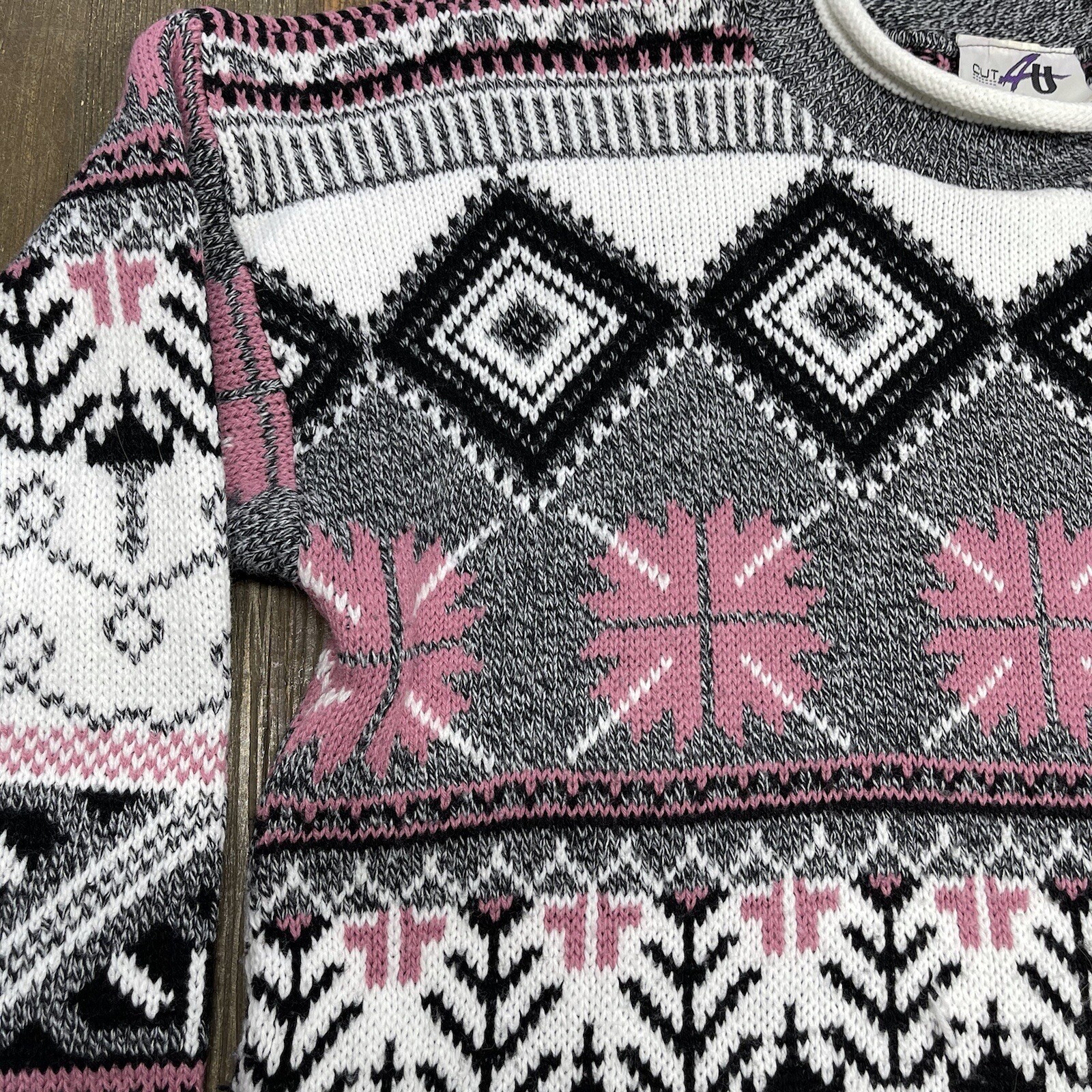 Vintage 80s Sweater Fair Isle by Cut 4 U Size One Size Fits All