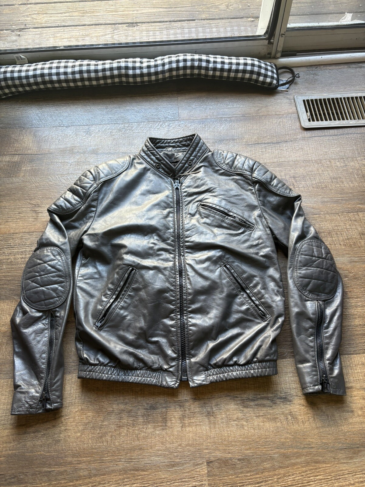 Vintage Brooks Sportswear Black Leather Sherpa Lined MOTORCYCLE JACKET 40 Padded
