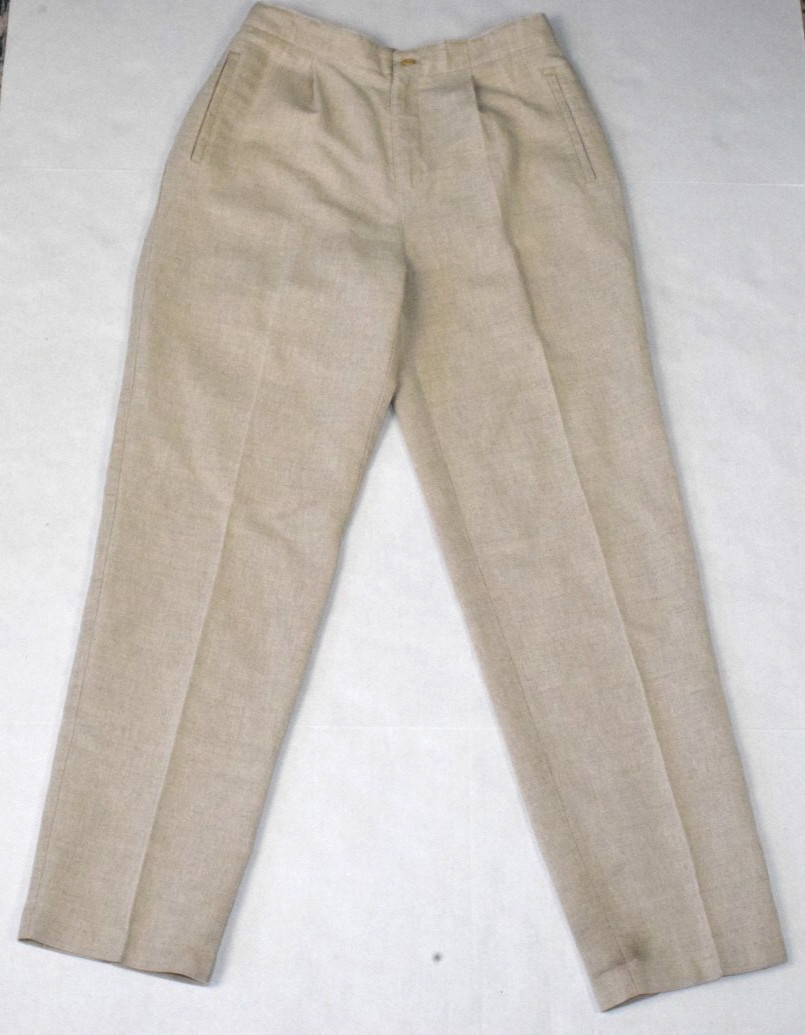 Vintage Pants Liz Claiborne Size 6 90s Sandy Beige Linen Cotton Blend
