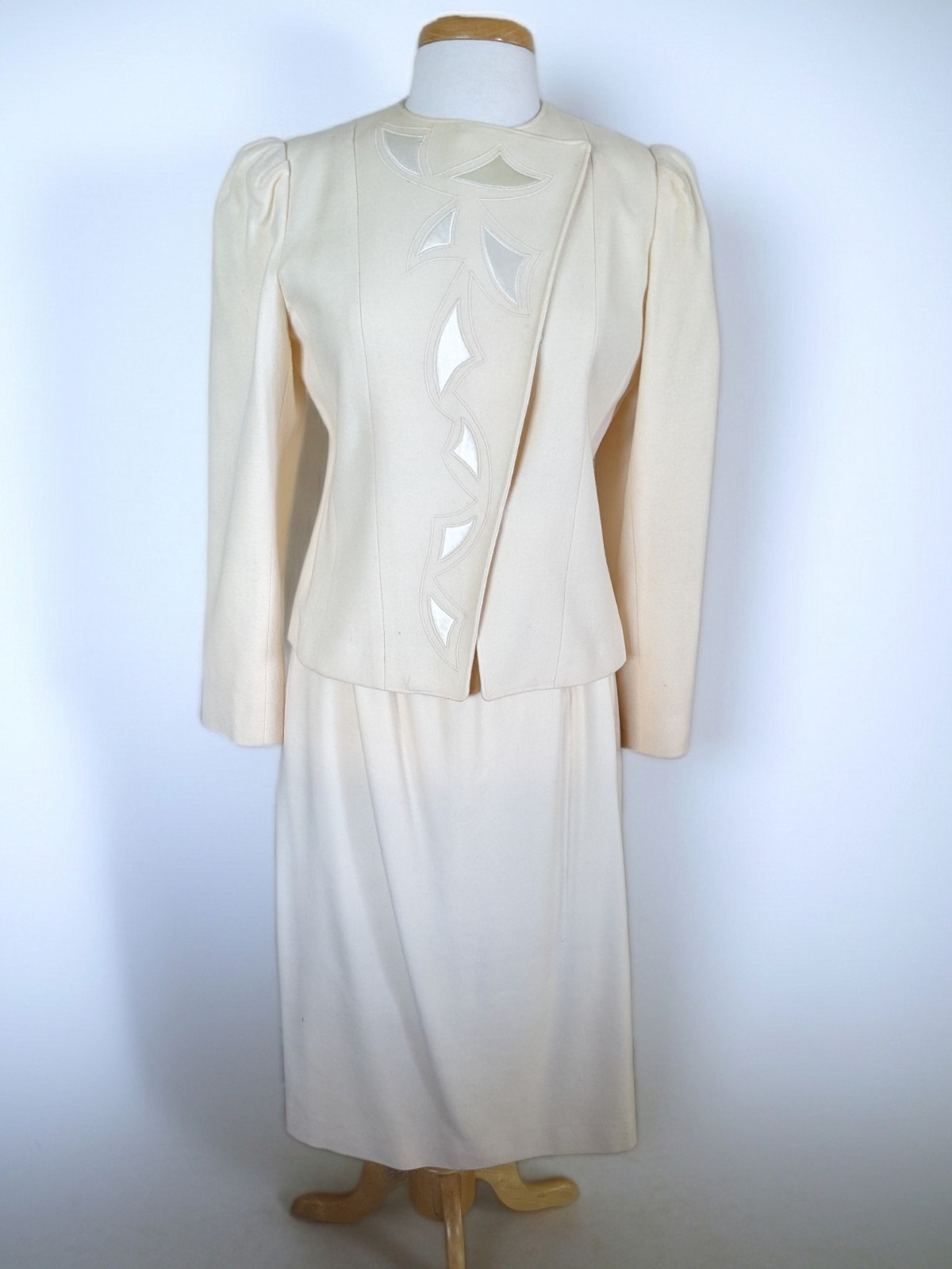 Vintage 80s Norgail LTD New York Wool Skirt Suit Puff Shoulder Power Suit