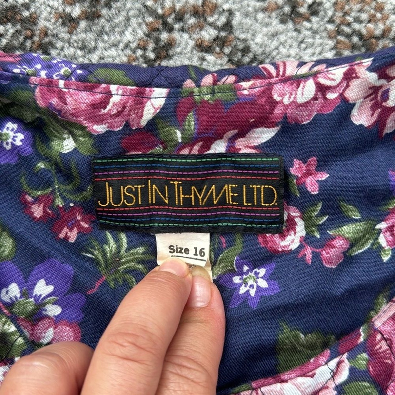 Vintage Just In Thyme LTD Cropped Quilted Button Down Top Purple 16