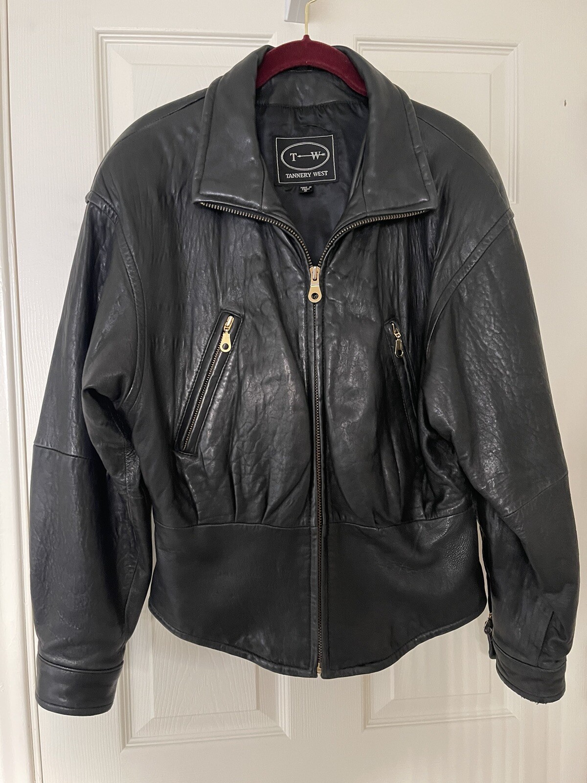 Vintage 1990’s Tannery West Supple Black Leather Jacket!! Women’s Size Small