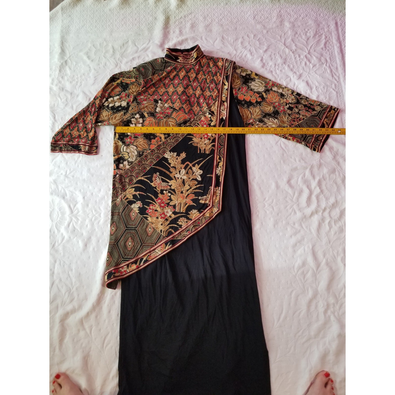 Vintage 1970s Leonard Paris Silk Mikado Cancan Batik Maxi Dress