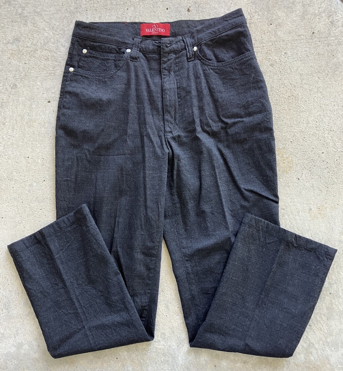 Vtg Valentino Women’s Cotton Jeans Black Sz 30 Red Logo Tag Made in Italy
