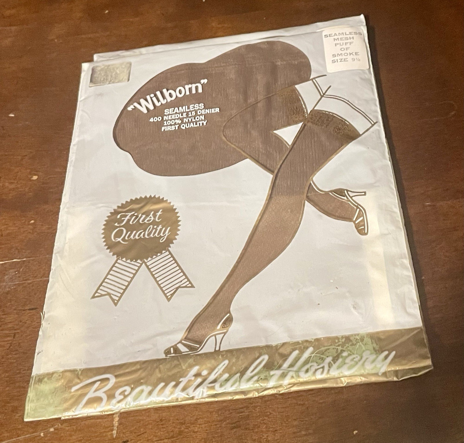 1950s Wilborn 100% Nylon Stockings Smoke Hoisery Seamless Mesh 9 1/2 2 Pack