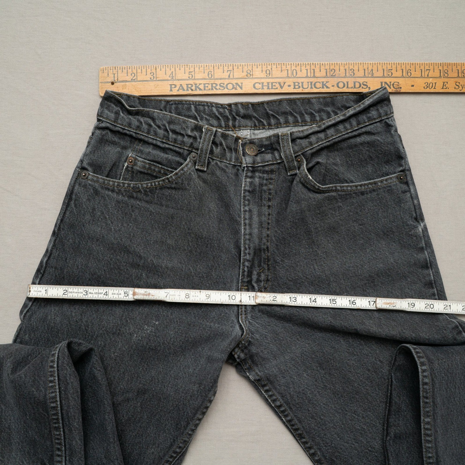 Vintage 80s Levis Leather Tab 540 Relaxed Fit Taper Faded Black Denim Jeans