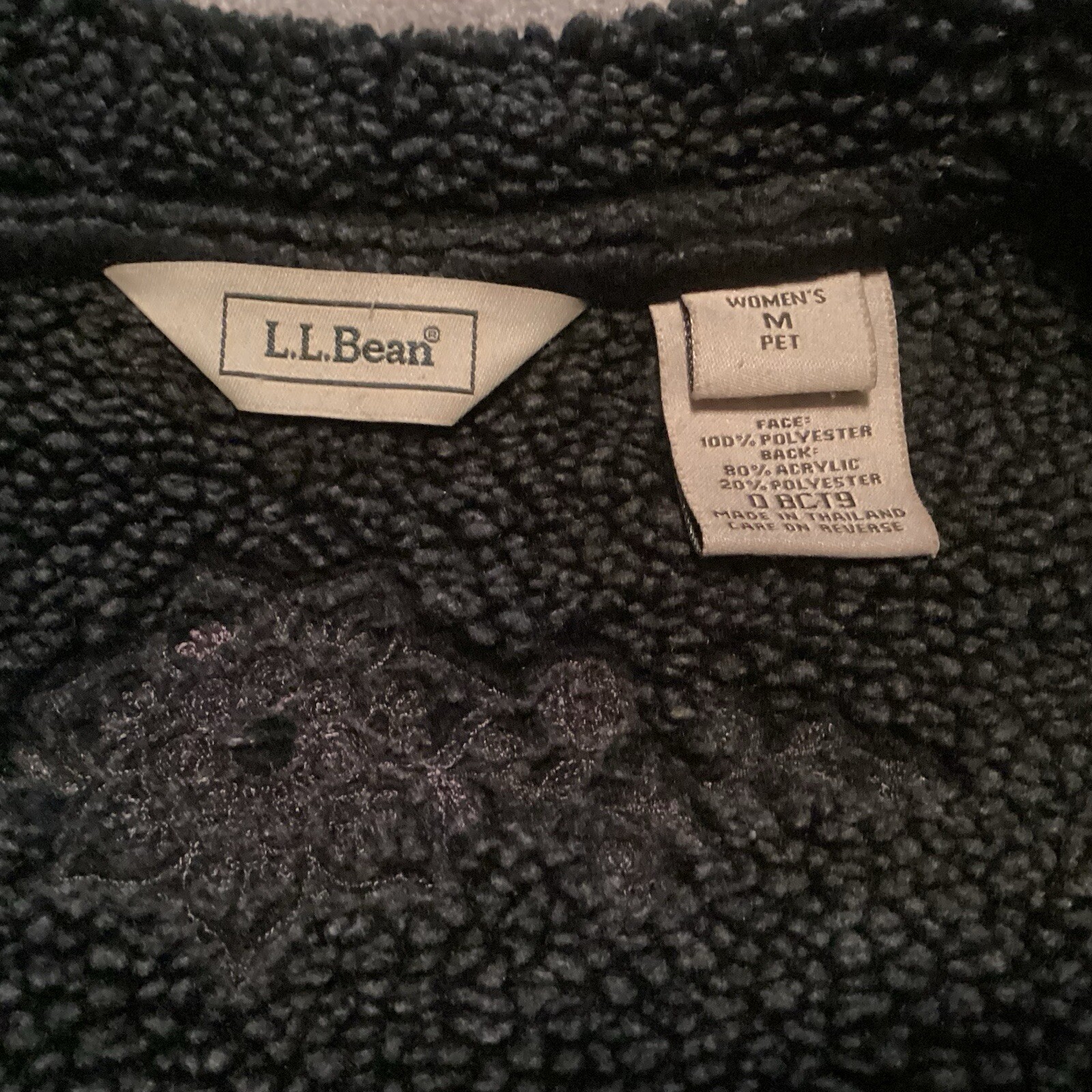 LL Bean Womens Y2K Faux Suede Sherpa Embroidered Floral Detail Medium VTG
