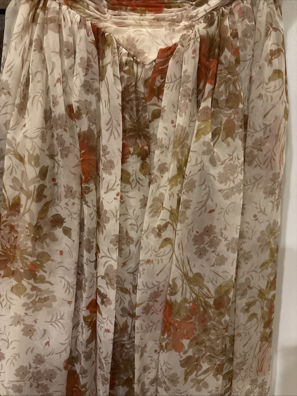 VTG Fred Perlberg Dance Originals 40’s STRAPLESS FLORAL Dress Gown 30” bust EUC