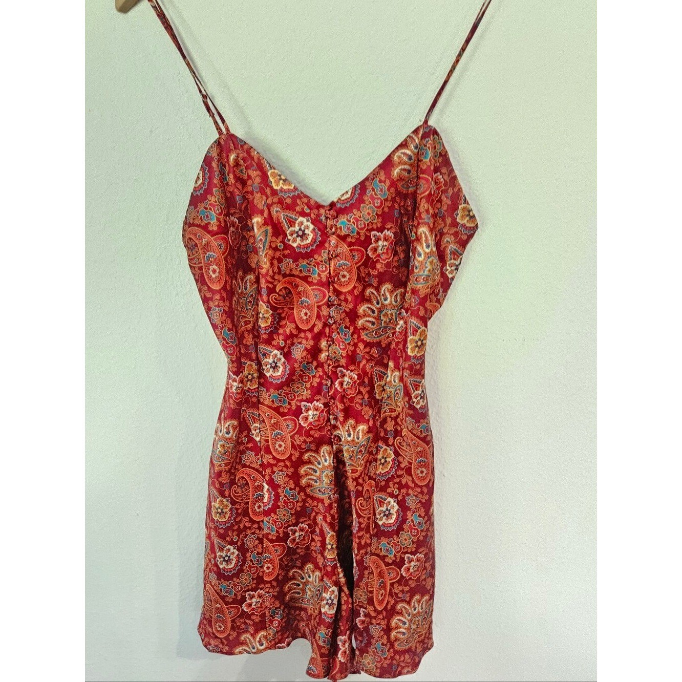 Vintage Cacique Lingere Red Paisley Playsuit Romper