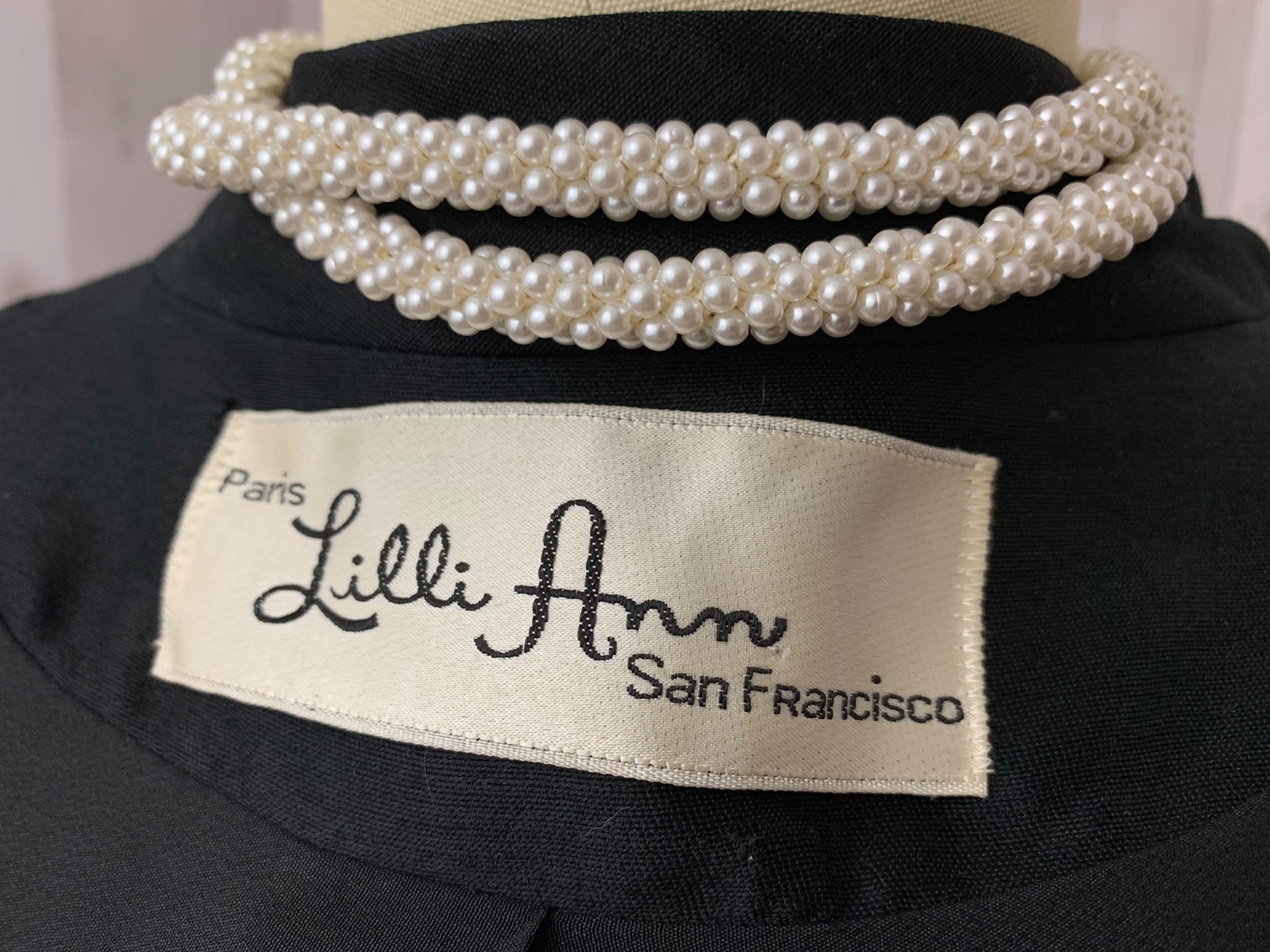 1950s Vintage COAT~Lilli Ann Paris~BLACK Cocktail L/XL Rhinestones