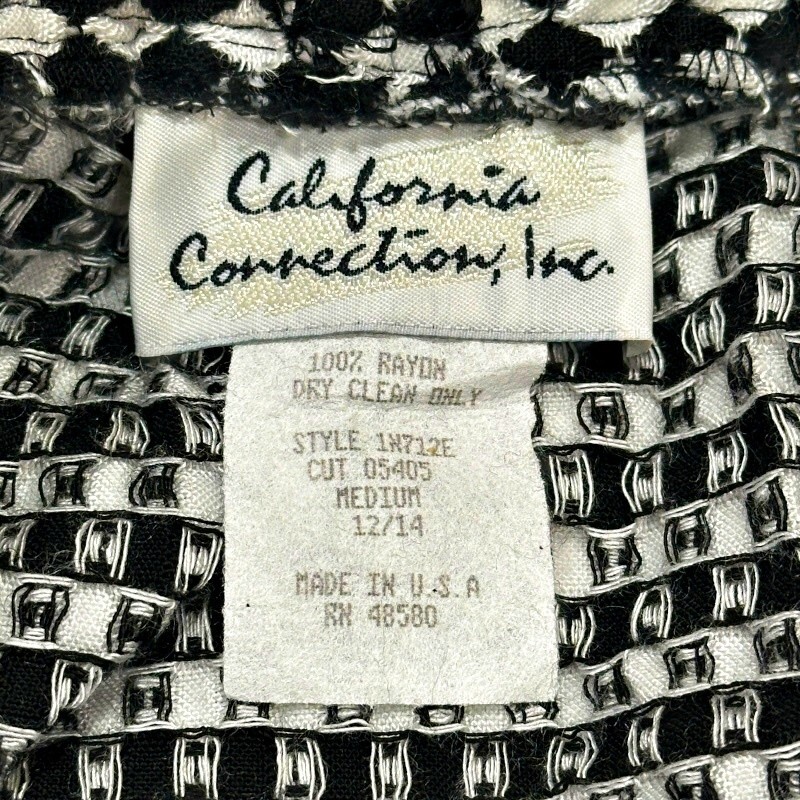 Vintage 90s Black White Geometric MINI Skirt M Elastic Waist A Line USA Indie