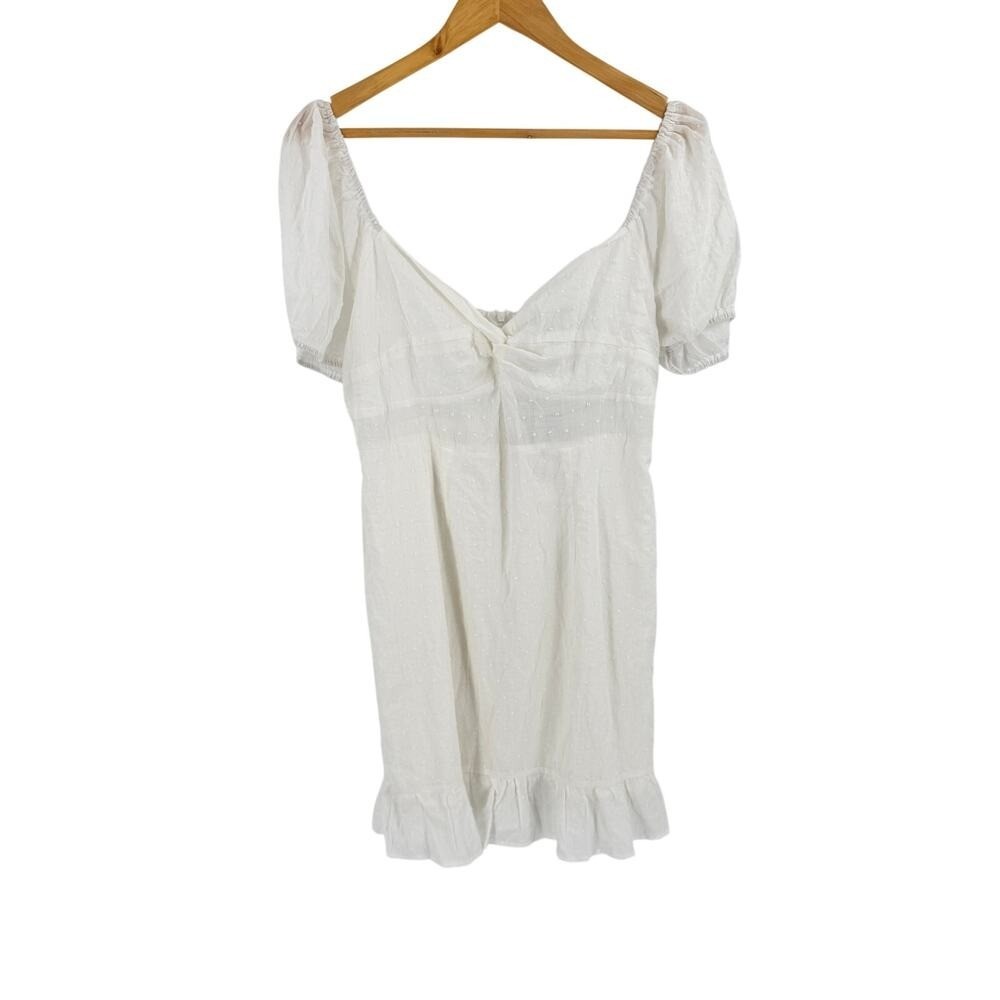 Betro Swiss Dot Mini Dress White Large NWT Cottagecore Summer