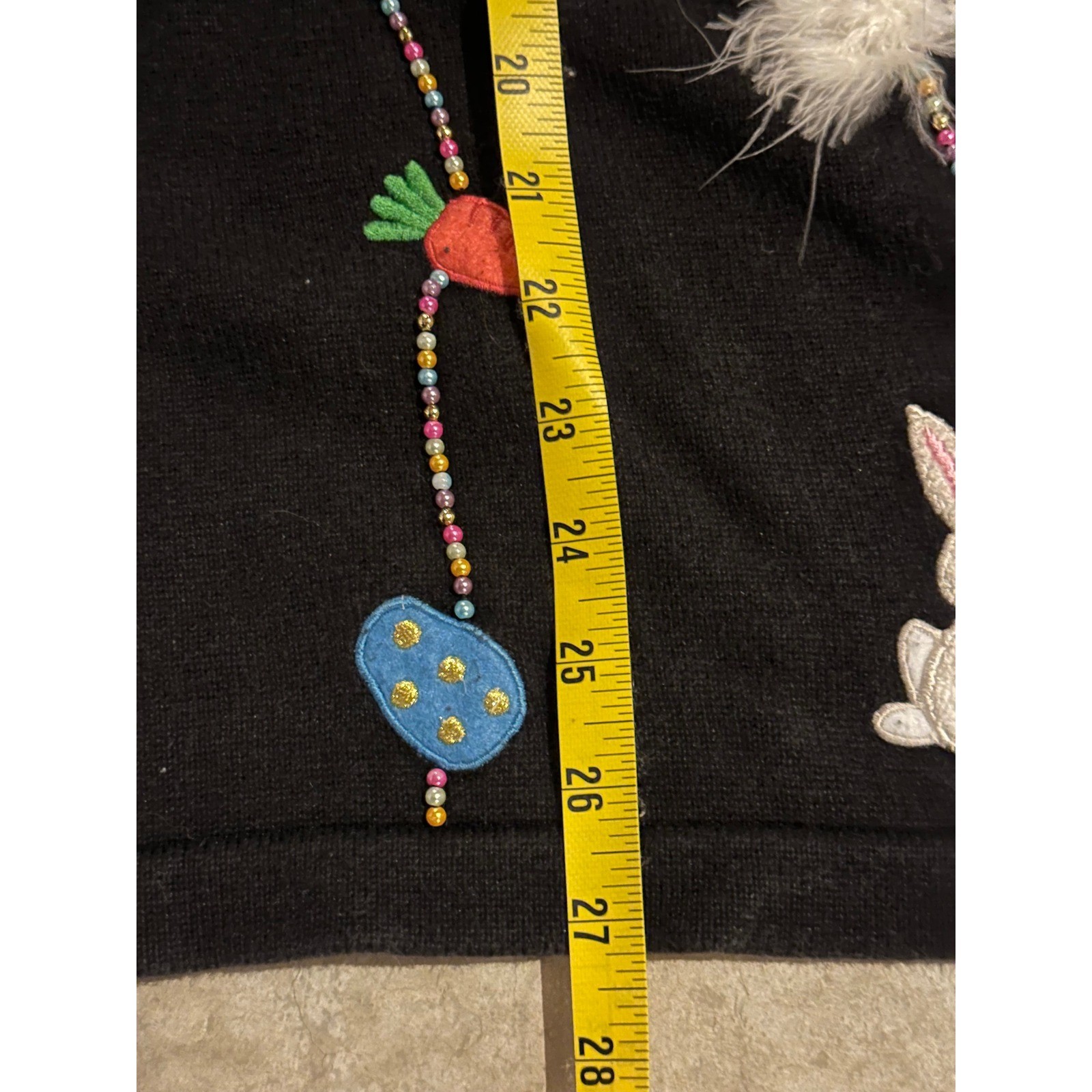 VTG Quacker Factory Cardigan Black Easter Bunny Rabbit Beaded Sweater Womens 2X