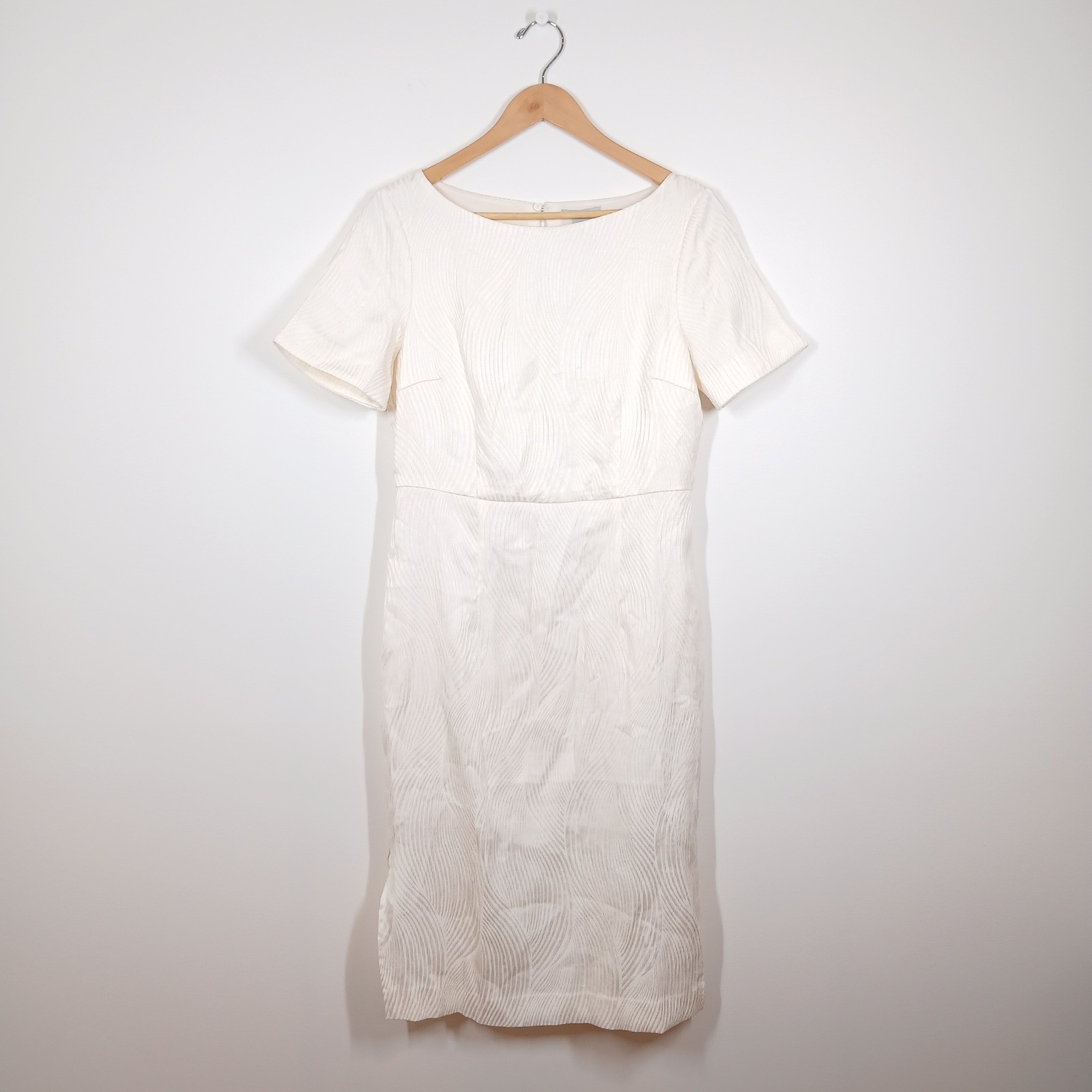 NWT H&M Textured Sheath Dress Women Small Ivory Wedding Guest Classic Elegant