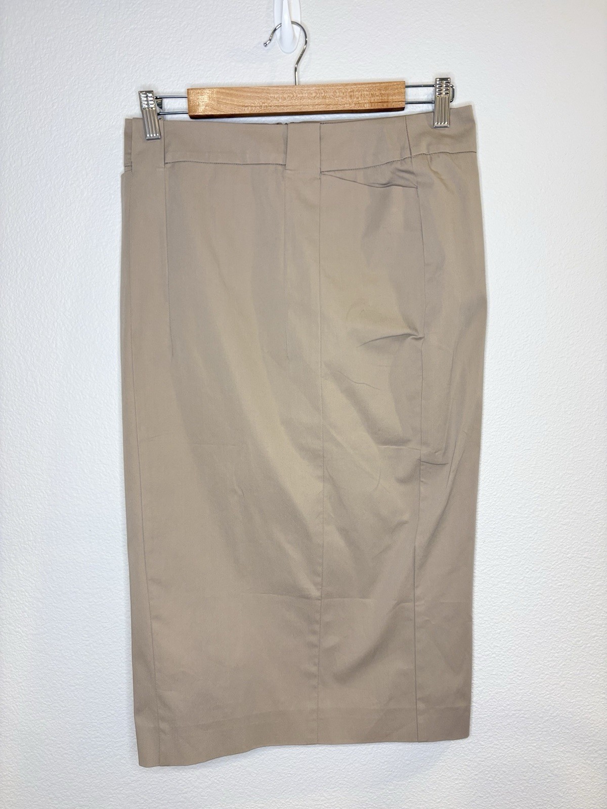 Vtg Les Copains Blue Khaki Pencil Skirt 6 30 Waist Sewn Pleat Made in Italy 90s