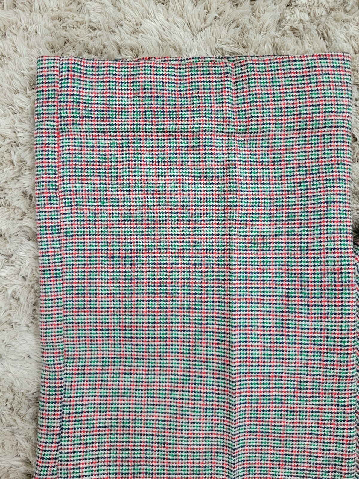 Vtg Saks Fifth Avenue Wool Trousers in Navy/Red/Green/Tan Houndstooth Size 11/12