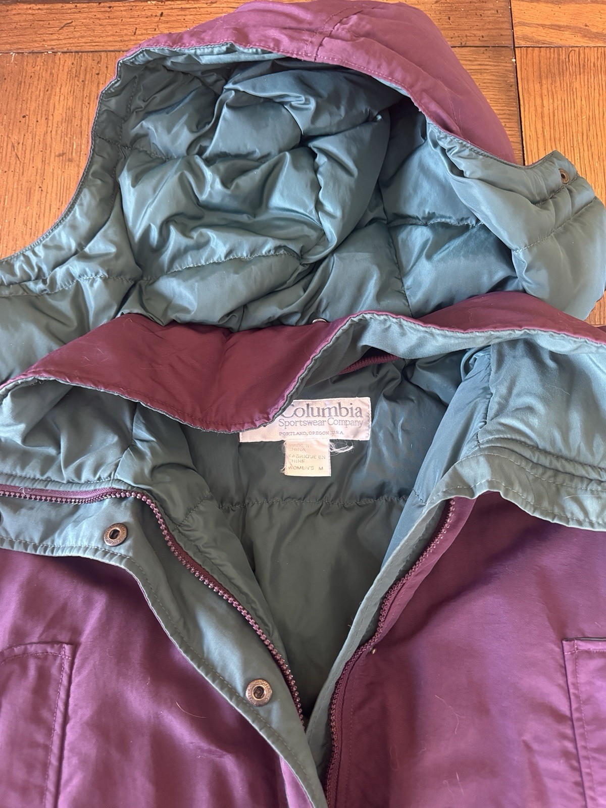 Vintage Women’s Columbia Down Filled Full Zip Parka Winter Jacket Purple Size M