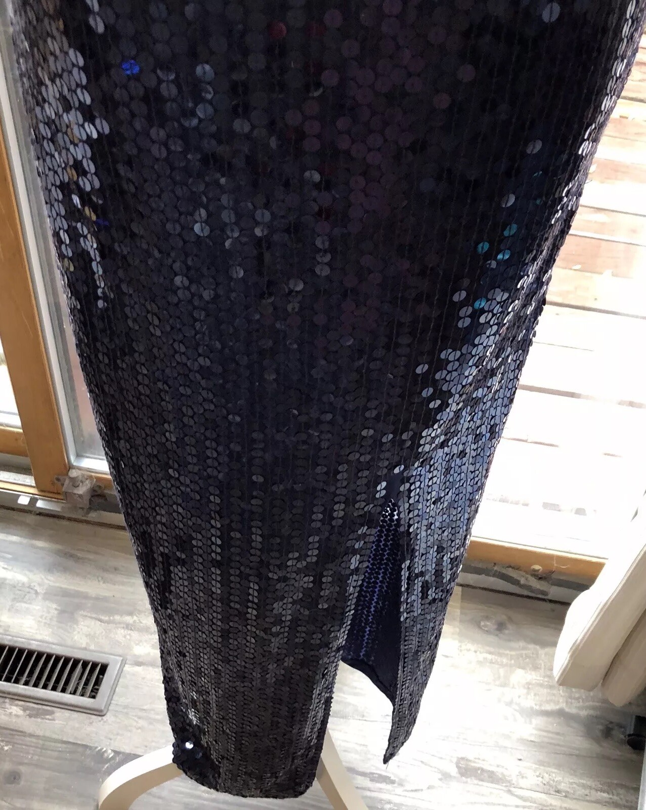 Lillie Rubin Exclusive Heavy Blue Mermaid Shimmer Sequin Beaded Dress VTG Size 2