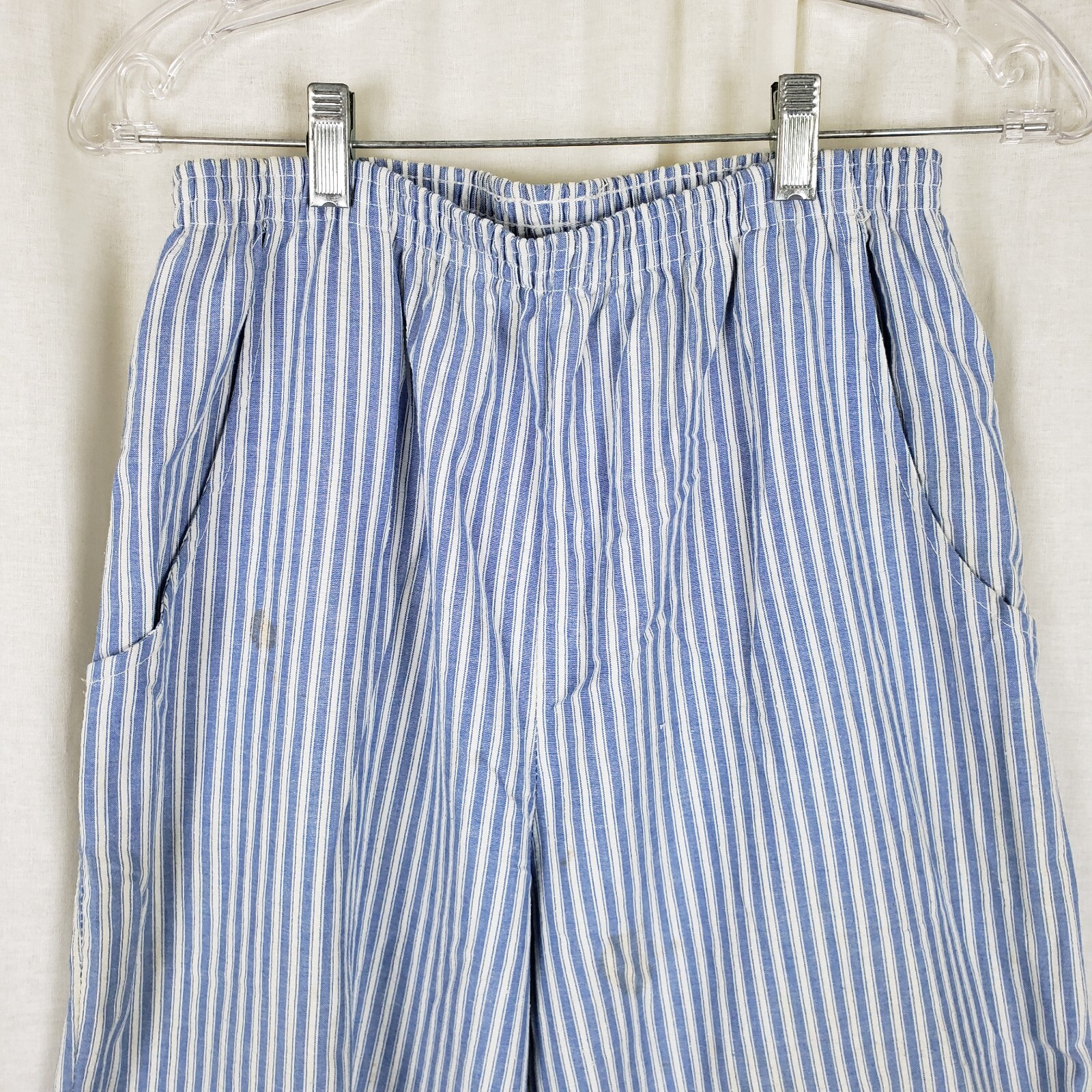 Vintage Andrew McMullan Seersucker Striped Pull On Capri Slacks Pants Womens 12P