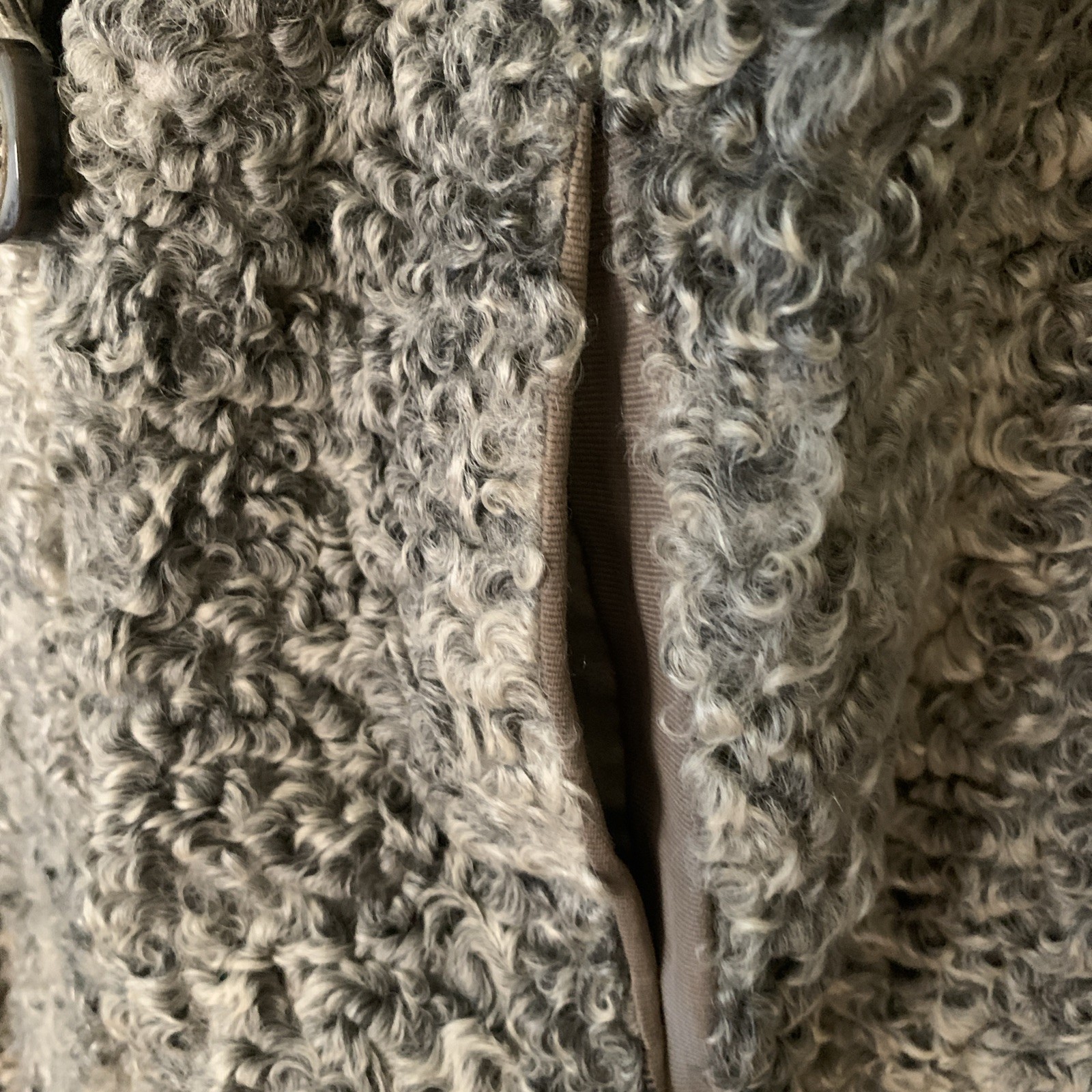 Vtg Gray Curly Persian Lamb Coat Fur Collar And Cuffs With Belt Small Truesdell