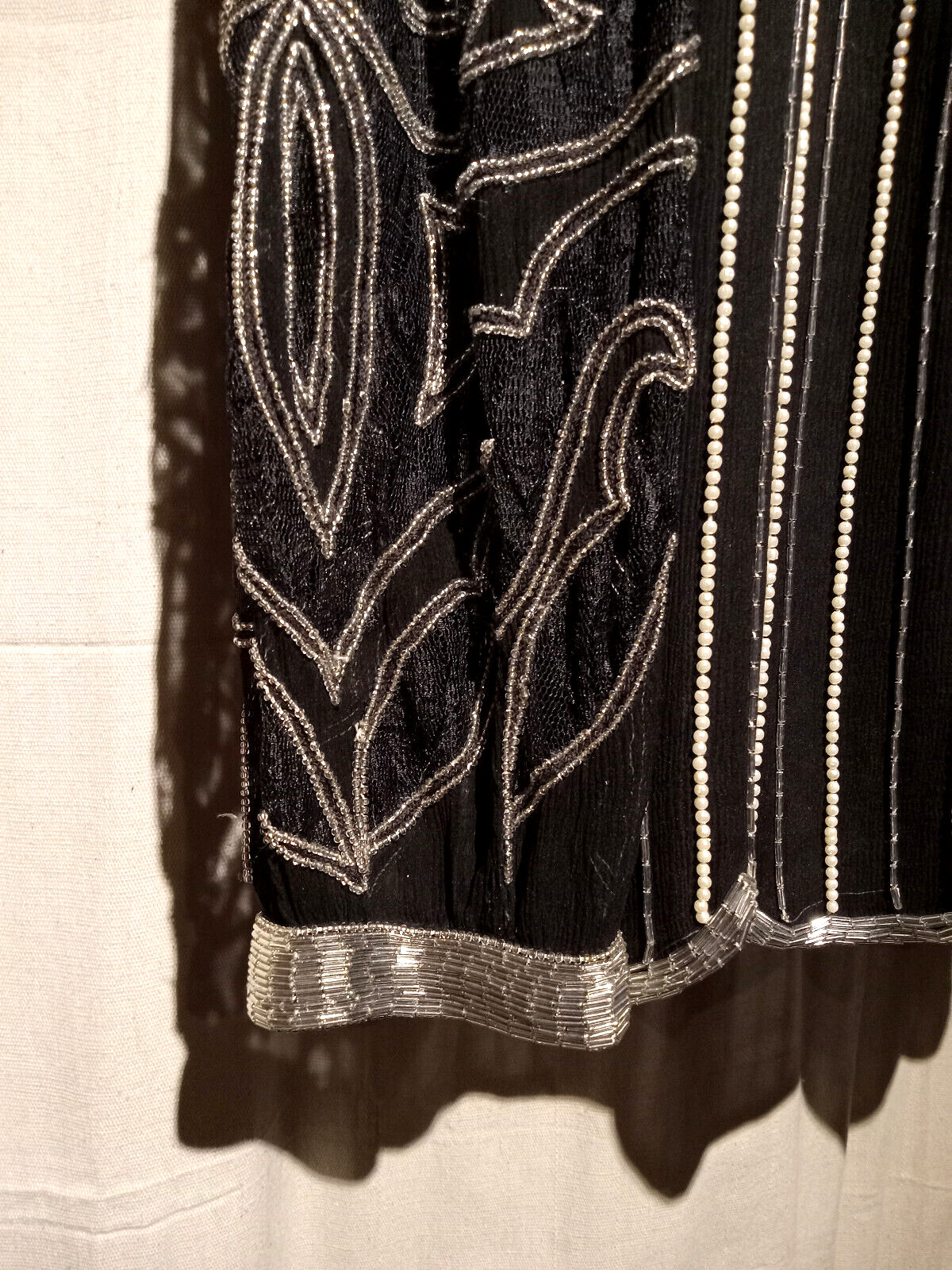 Vintage Silk Beaded Formal Top Black Art Deco 1980s Mob Wife Judith Ann 1X 16 18