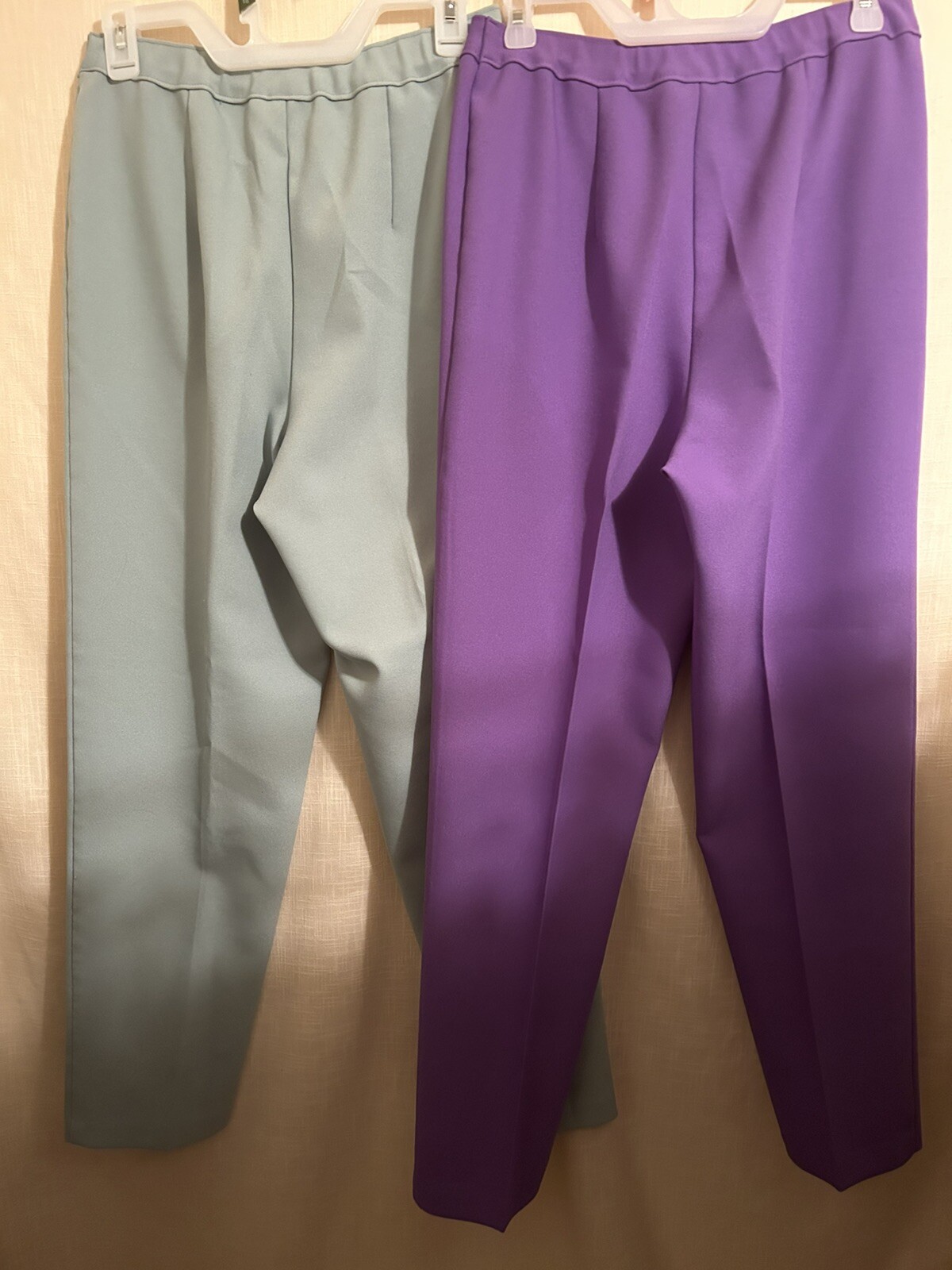 Vtg. Bend Over Pull On Pants Lot 2 Sz.12 Purple & Green