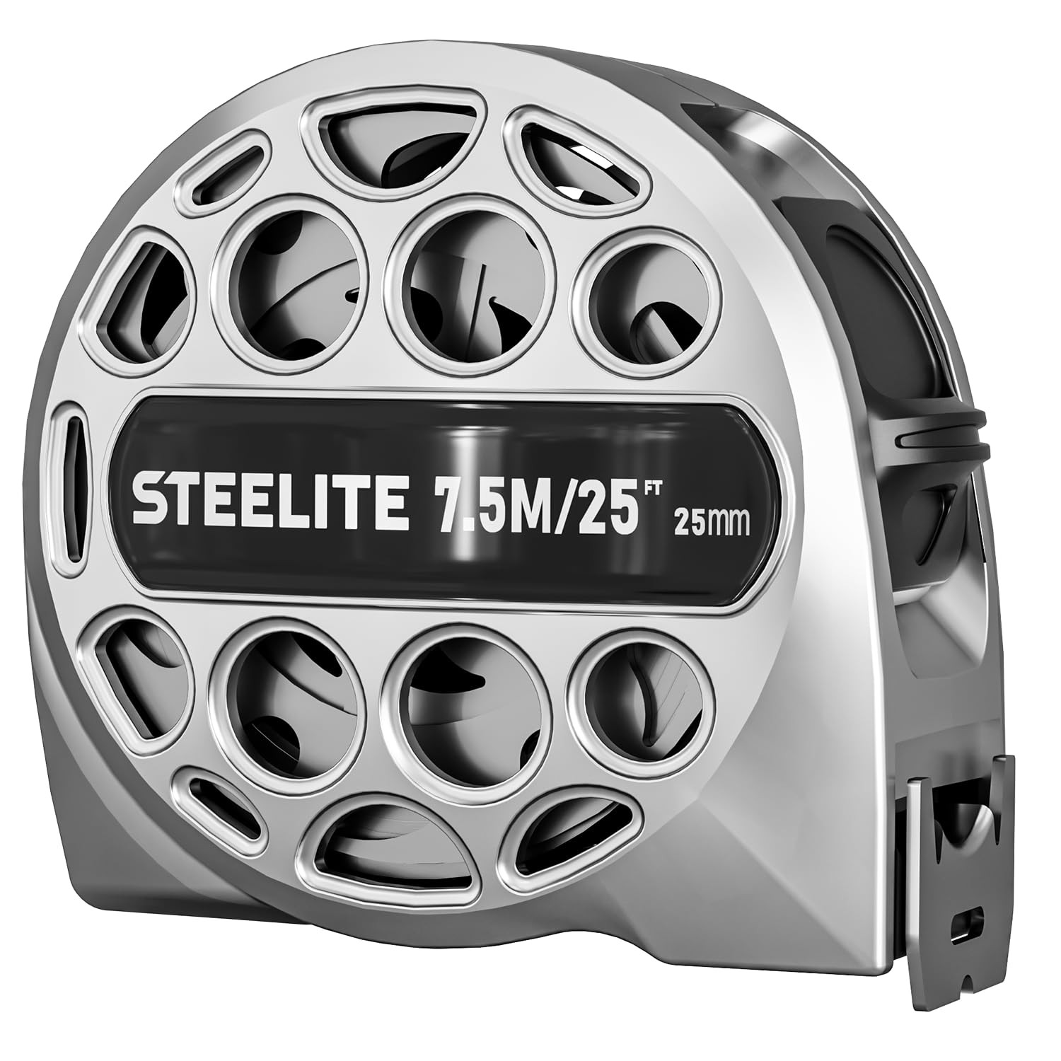 STEELITE 25ft Stainless Steel Waterproof Retractable Measuring Tape Hollow Desig