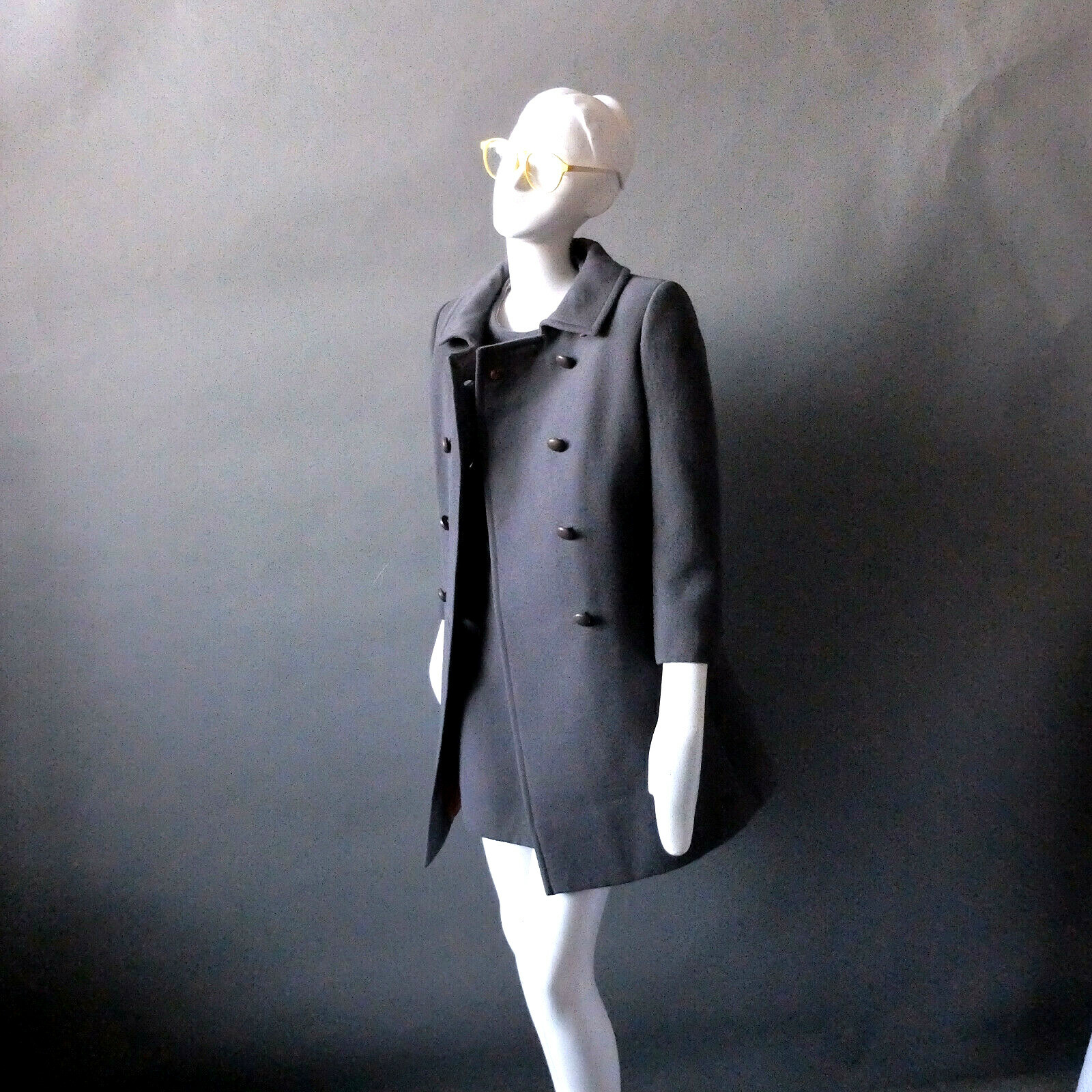 Pauline Trigere 1960s Mod Wool Mini Dress Coat Ensemble sz XS SM Megan Draper
