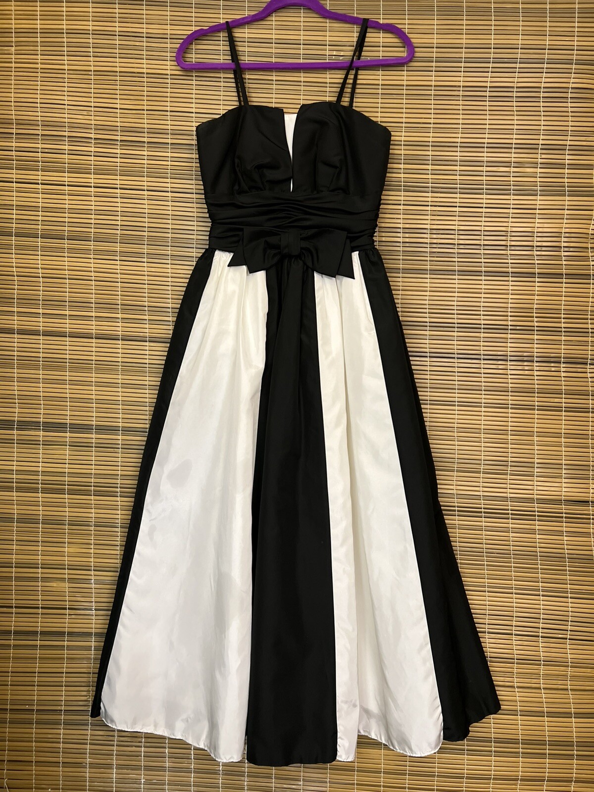 Vintage 70’s 80’s John Charles Black White Striped Dress Gown Small- Size UK 12